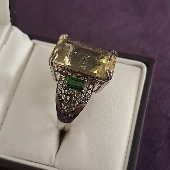 Ouro Verde Quartz & Chrome Diopside & White Zircon Ring. - Picture 5 of 5
